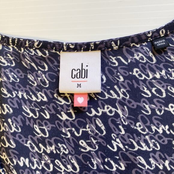 Cabi Blouse Womens Medium Blue V Neck Te Amo Puff Sleeve Coquette Style #5336 - Picture 5 of 7